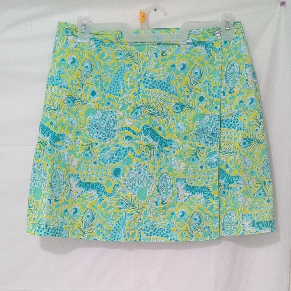 Moka Sport Is A Vibrant Green and Blue Patterned Skirt SZ 14